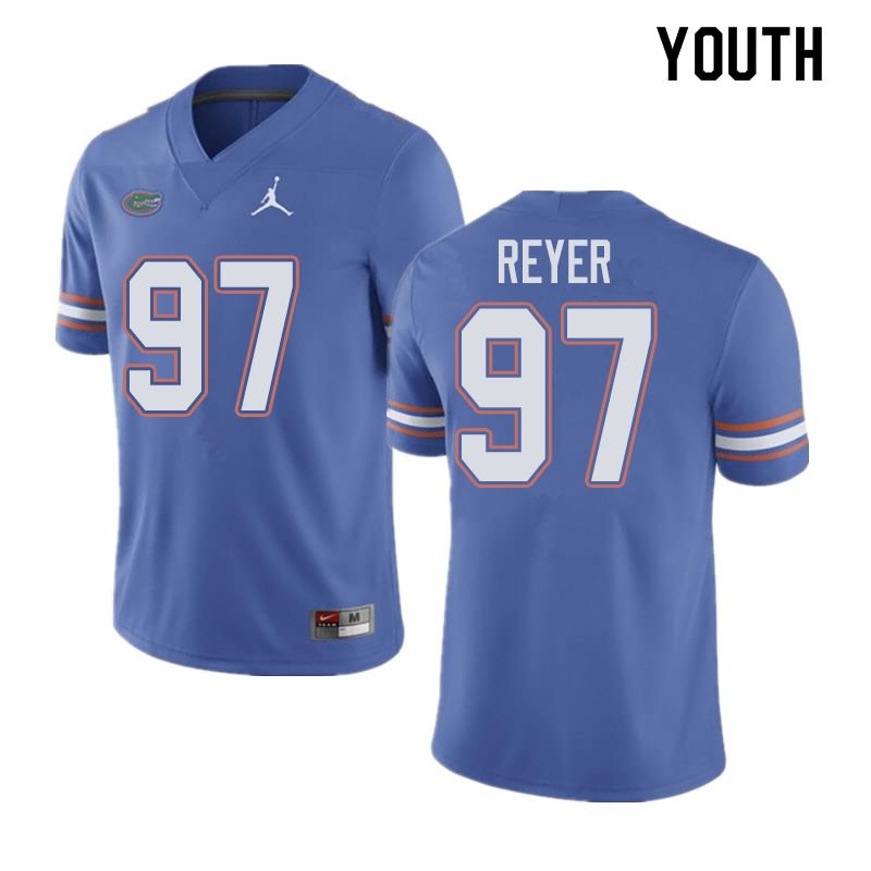 NCAA Florida Gators Theodore Reyer Youth #97 Jordan Brand Blue Stitched Authentic College Football Jersey ZKS0164LI